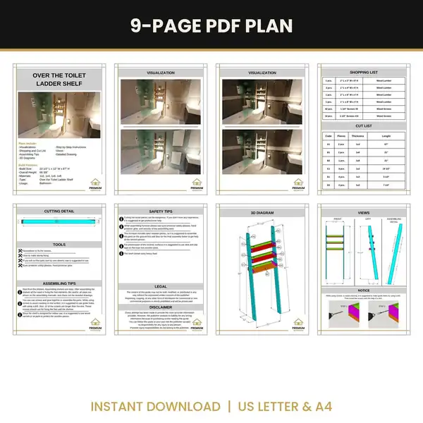 Over The Toilet Ladder Shelf Plans – image 2